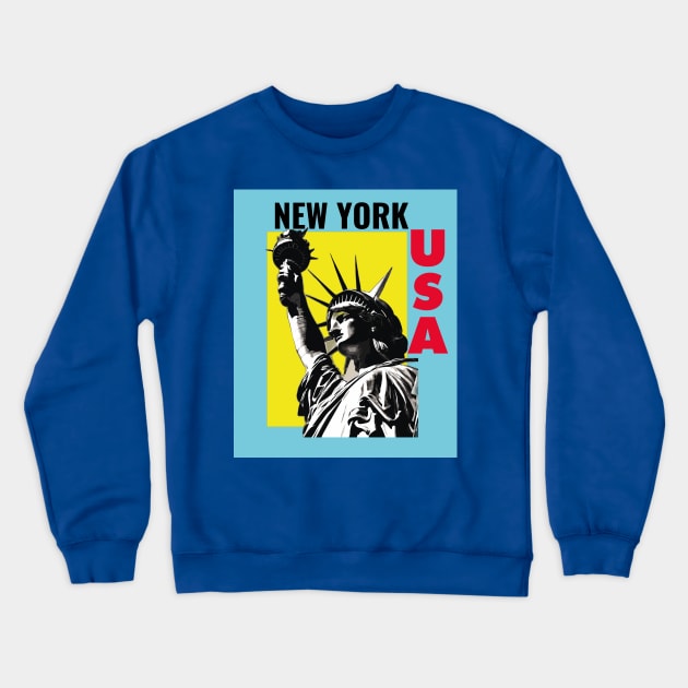 Statue of Liberty New York USA Crewneck Sweatshirt by RetroColors